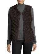 Chevron Fur Sweater Vest, Brown