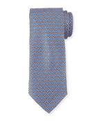 Boxed Chain-pattern Silk Tie, Royal