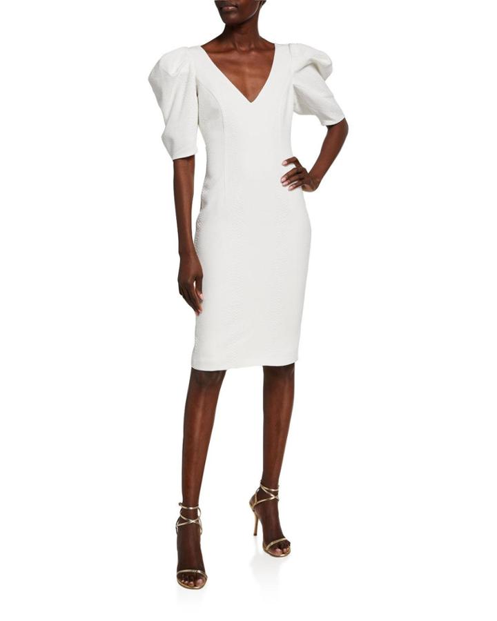 Fergie Jacquard Puff-sleeve Dress