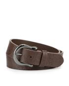 Vince Paisley-embossed Leather Belt, Brown
