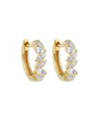 Lisse 18k Diamond & Topaz Leaf Hoop Earrings