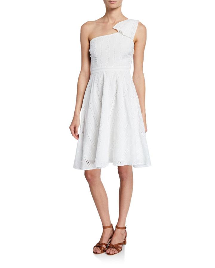 Allison One-shoulder Bow Eyelet Dress