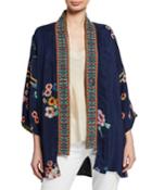 Maci Floral Georgette Reversible Kimono W/ Embroidered Trim