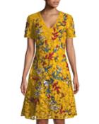 Demi V-neck Embroidered-lace Dress