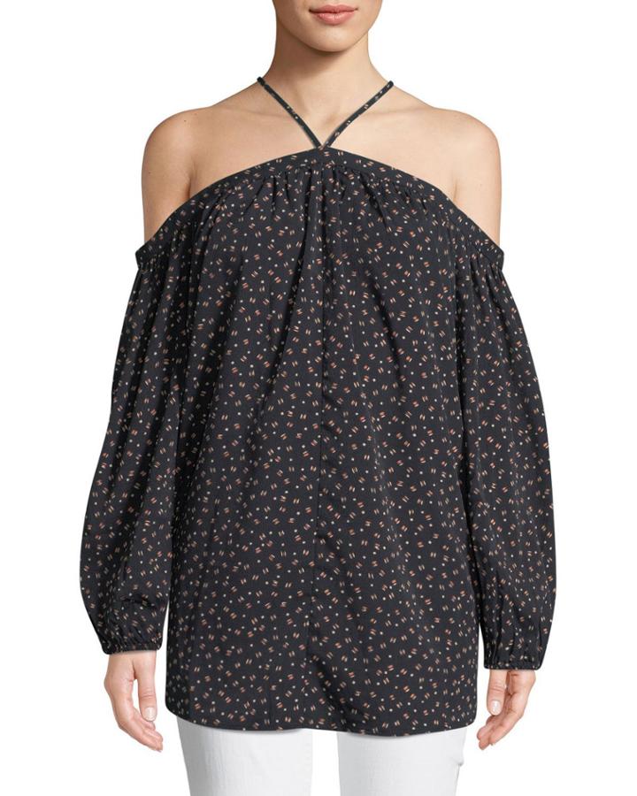 Ana Halter Cold-shoulder Blouse
