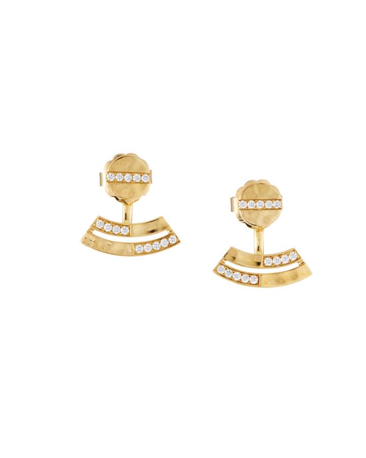 18k Senso Round And Arc Disc Jacket Earrings With Diamonds