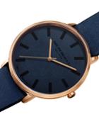 Men's 42mm Roma Minimalist Watch W/ Leather Dial, Blue/rose