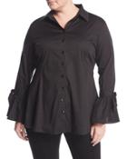 Bell-sleeve Button-front Tunic,