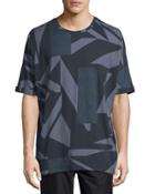 Misdirection-print Short-sleeve Tee, Indigo
