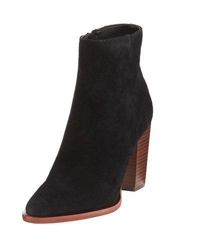 Blake Suede Zip-up Bootie, Black