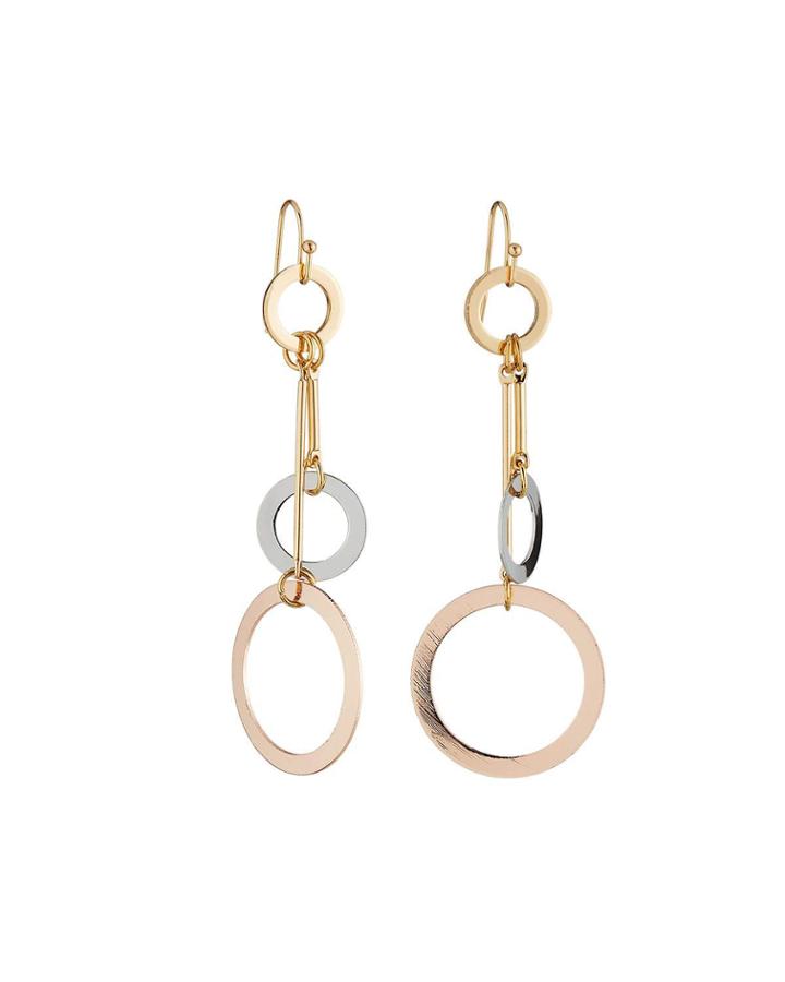 Tricolor Circle-drop Earrings