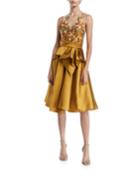 Halter Illusion & Embroidered Bodice Dress