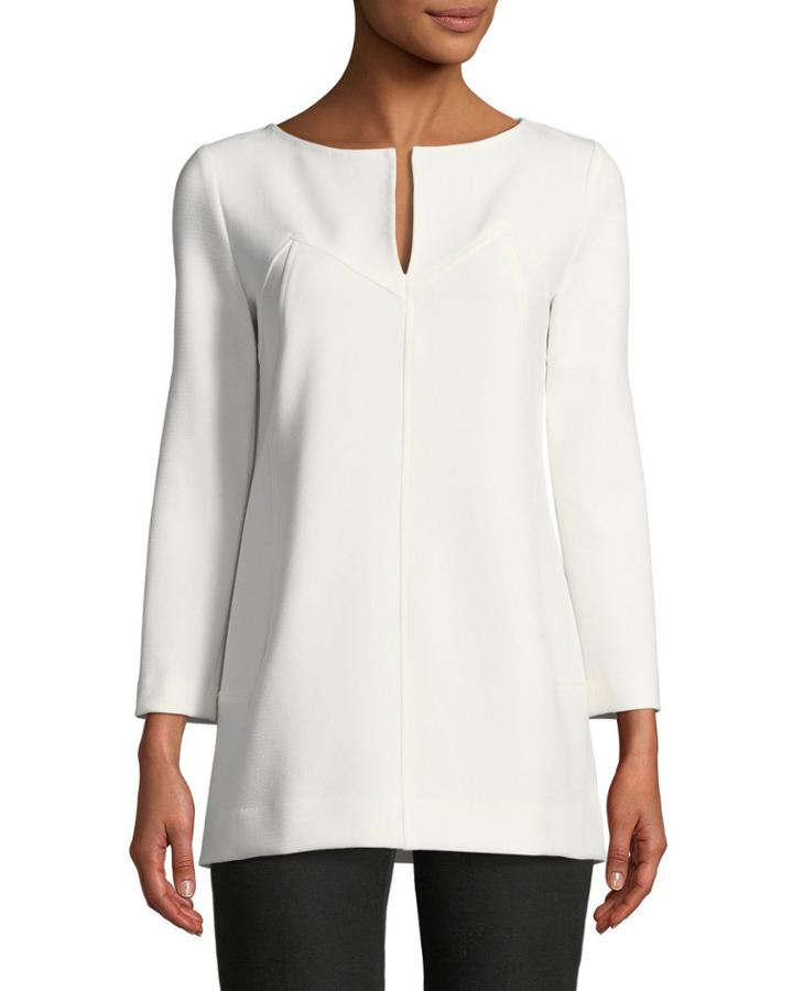 Tunic Blouse With Keyhole, Ivory