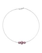 18k Elegant Pink 3-pearl Wire Necklace