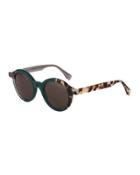 Two-tone Round Sunglasses, Green/gray