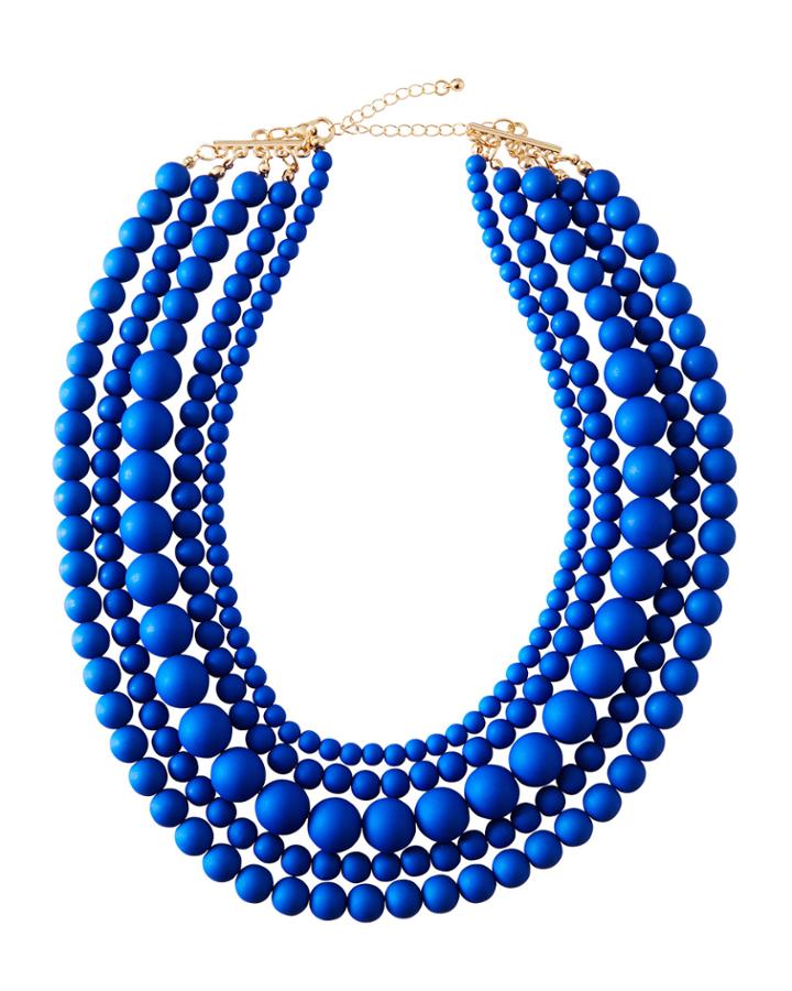 Multi-strand Bauble Necklace, Blue