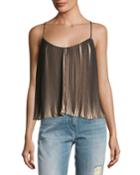 Pleated Two-tone Spaghetti-strap Top