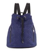 Star-quilted Bucket Backpack, Navy