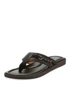 Belazzio Leather Flip-flop With Anchor Detail