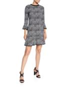 3/4-sleeve Flounce Dress