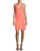 Deep-armhole V-neck Shift Dress, Bright Orange