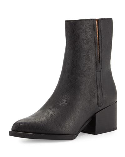 Raylan Leather Pointed-toe Bootie, Black