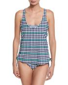 Mosaic Double Dip Tankini Swim Top, Green