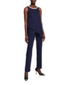 Pearl Embellished Chiffon Jumpsuit