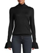 Tol Bell-sleeve Wool Turtleneck