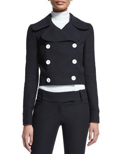 Battle Double-breasted Cropped Jacket, Black