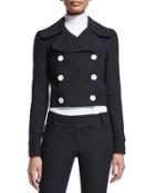 Battle Double-breasted Cropped Jacket, Black