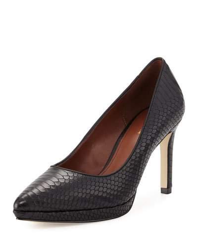Idala Snake-embossed Leather Pump, Black