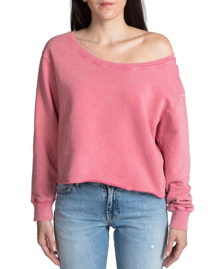 Off-the-shoulder Long-sleeve Cotton Pullover
