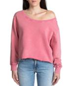 Off-the-shoulder Long-sleeve Cotton Pullover
