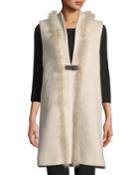 Long Wool-blend Vest W/ Leather & Feathers