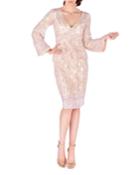 Two-piece Long-sleeve Sequin Cocktail Dress