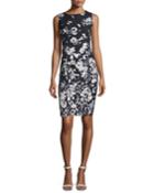 Evelyn Augusto Impression Floral-print Sheath Dress, Ink