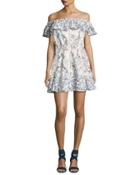 Taylor Off-the-shoulder Mixed-print Dress