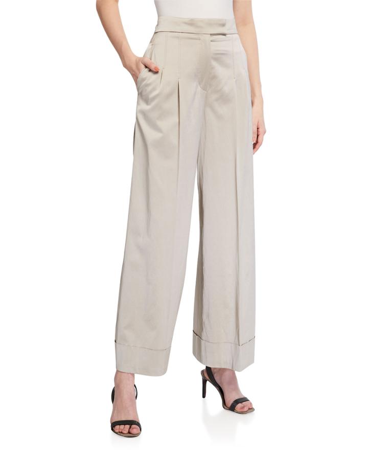 Over-pleated Wide-leg Pants