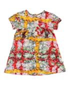 Cloud Short-sleeve Floral Print Dress, Size