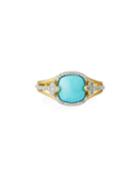 18k Provence Turquoise Cushion & Diamond Ring,