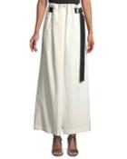 Belted Wide-leg Lateral-slit Pants