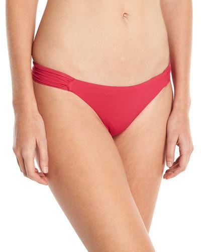 Ruched-sides Classic Swim Bottom, Raspberry