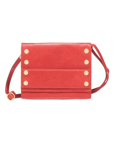 Otis Studded Leather Shoulder Bag, Red