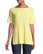 Pleated-stitch Short-sleeve