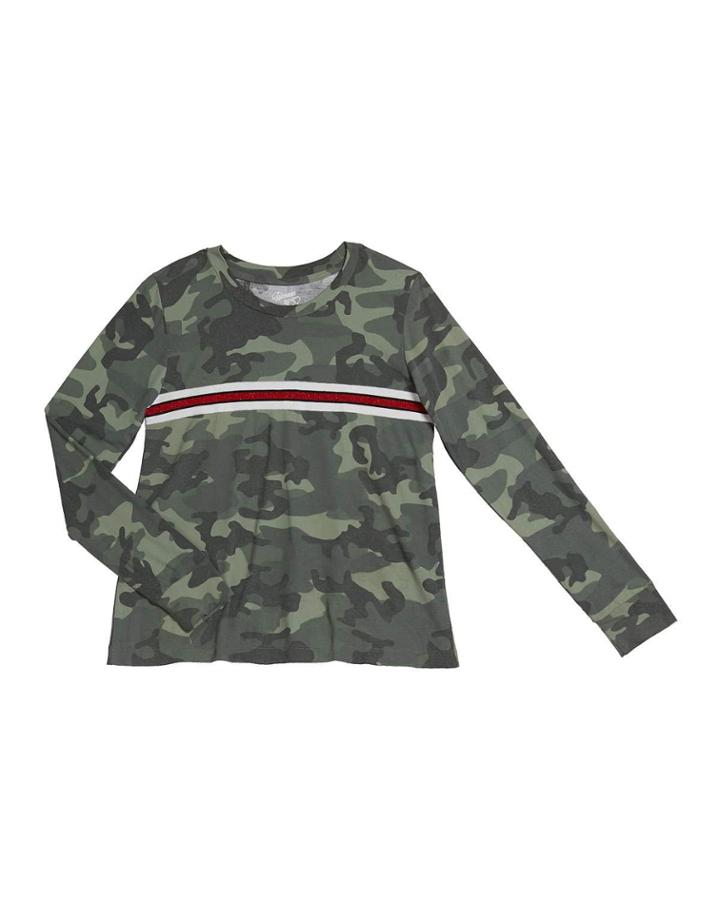 Girl's Camo Flair Top W/ Metallic Taping,