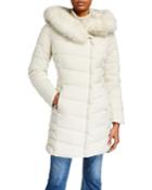 Puffer Coat With Faux Fur Hood