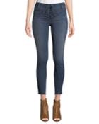 Lace-up Skinny Jeans With Frayed Hem