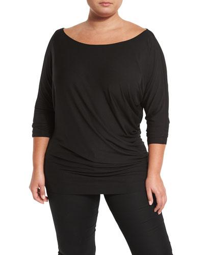 Marcie Ruched Wrap Top, Black