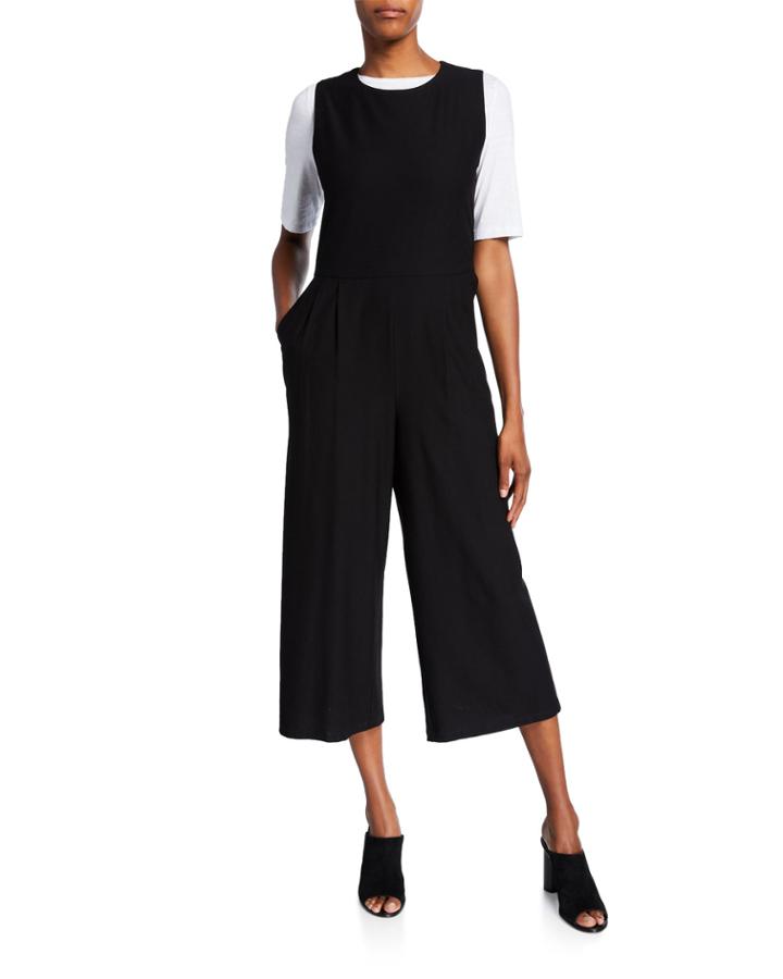 Petite Cropped Ponte Tank Jumpsuit